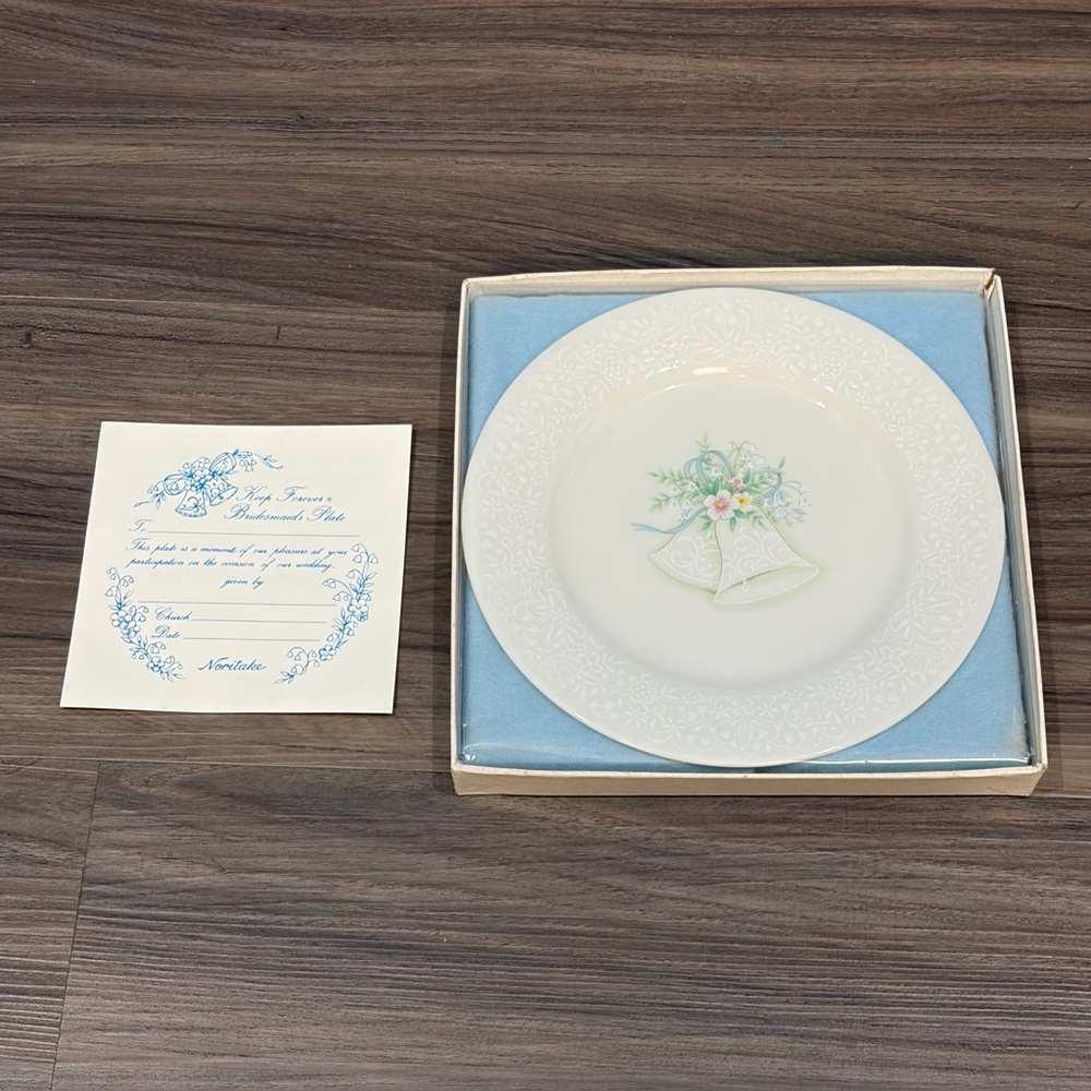 Vintage 1970s Noritake Keep Forever Bridesmaid Wedding Bell Floral Plate Japan